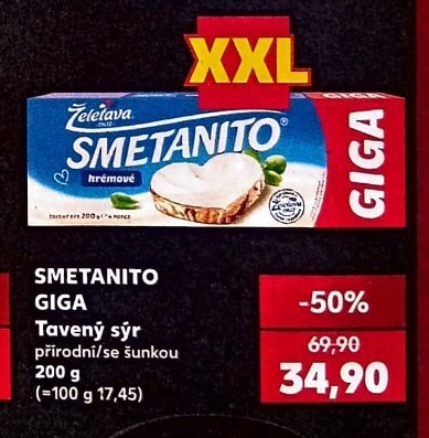 SMETANITO GIGA Tavený sýr přírodní/se šunkou 200 g