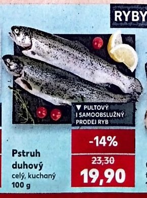 Pstruh duhový celý, kuchaný 100 g