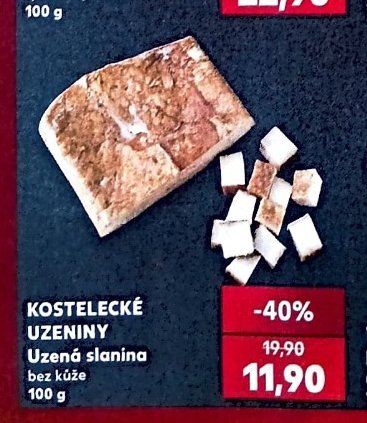 KOSTELECKÉ UZENINY Uzená slanina bez kůže 100 g