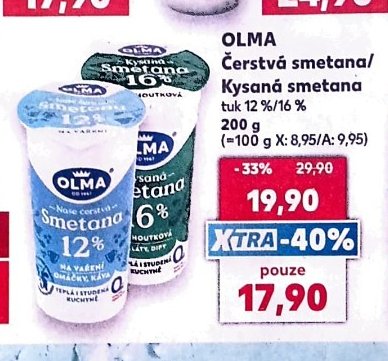 OLMA Čerstvá smetana/Kysaná smetana 200 g