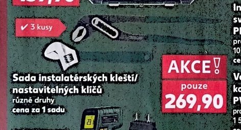 Sada instalatérských kleští/nastavitelných klíčů